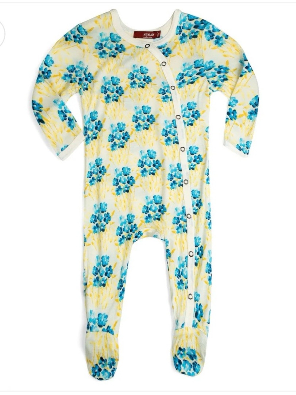 NWT MILKBARN Sky Floral Bamboo Snap Footed Romper